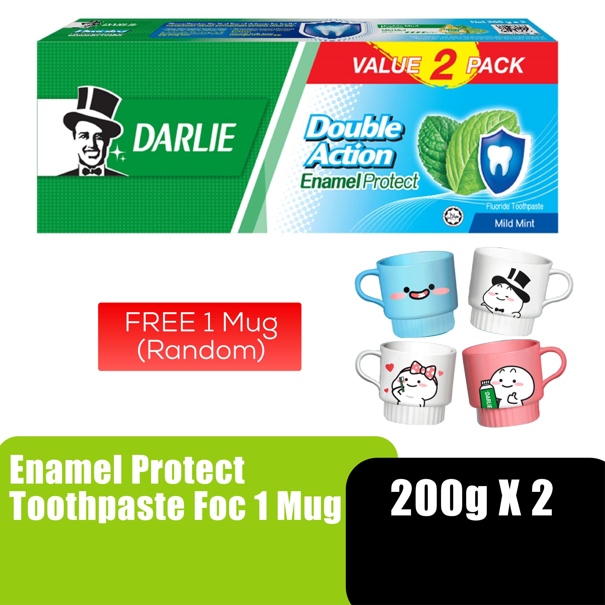 DARLIE DOUBLE ACTION ENAMEL PROTECT TOOTHPASTE 200G x2 WITH FOC MUG