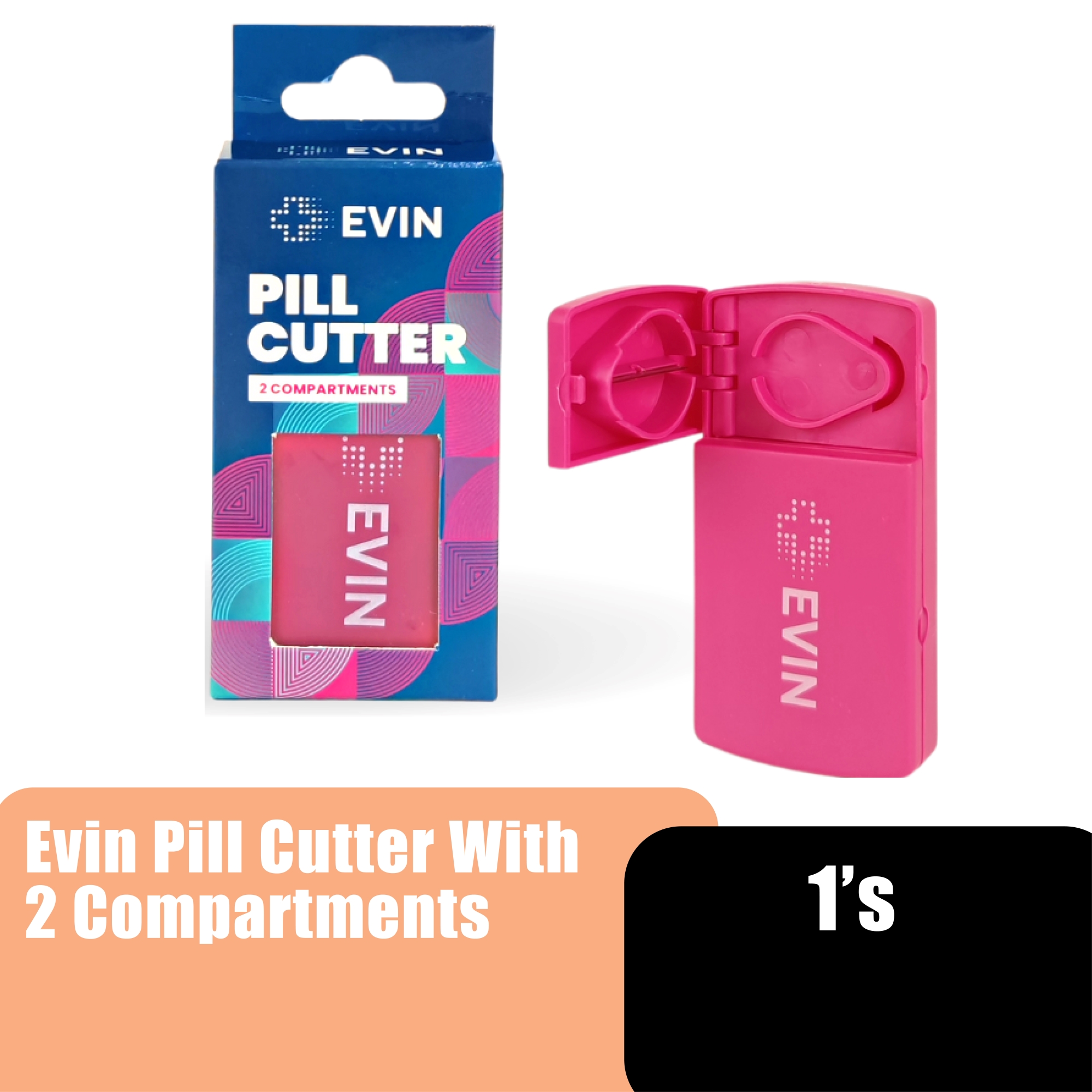 EVIN PILL CUTTER WITH 2 COMPARTMENTS