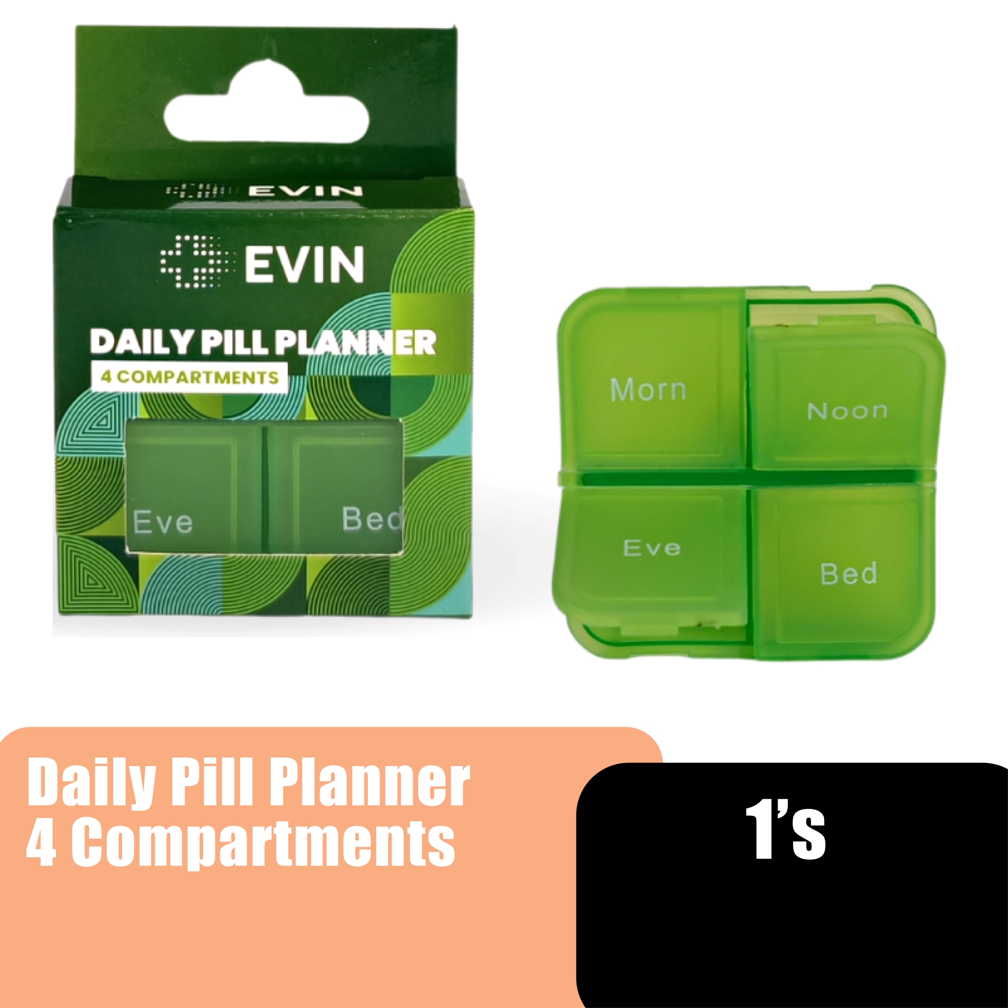 EVIN DAILY PILL PLANNER 4 COMPARTMENTS