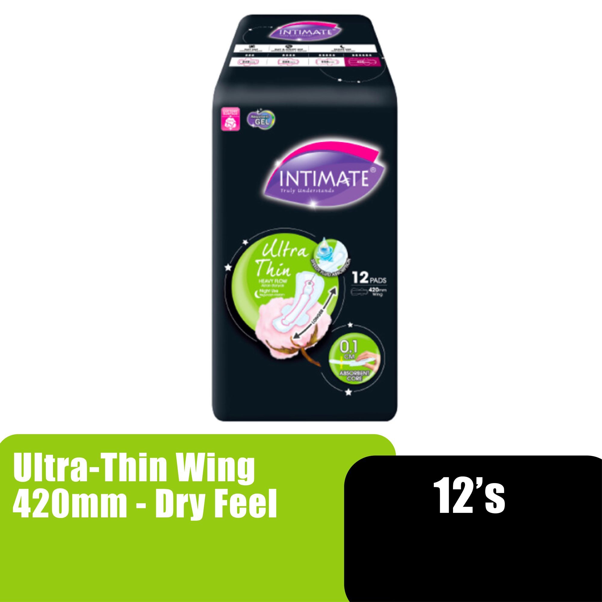 INTIMATE NIGHT LONG ULTRA THIN WING 420MM - DRY FEEL 12'S