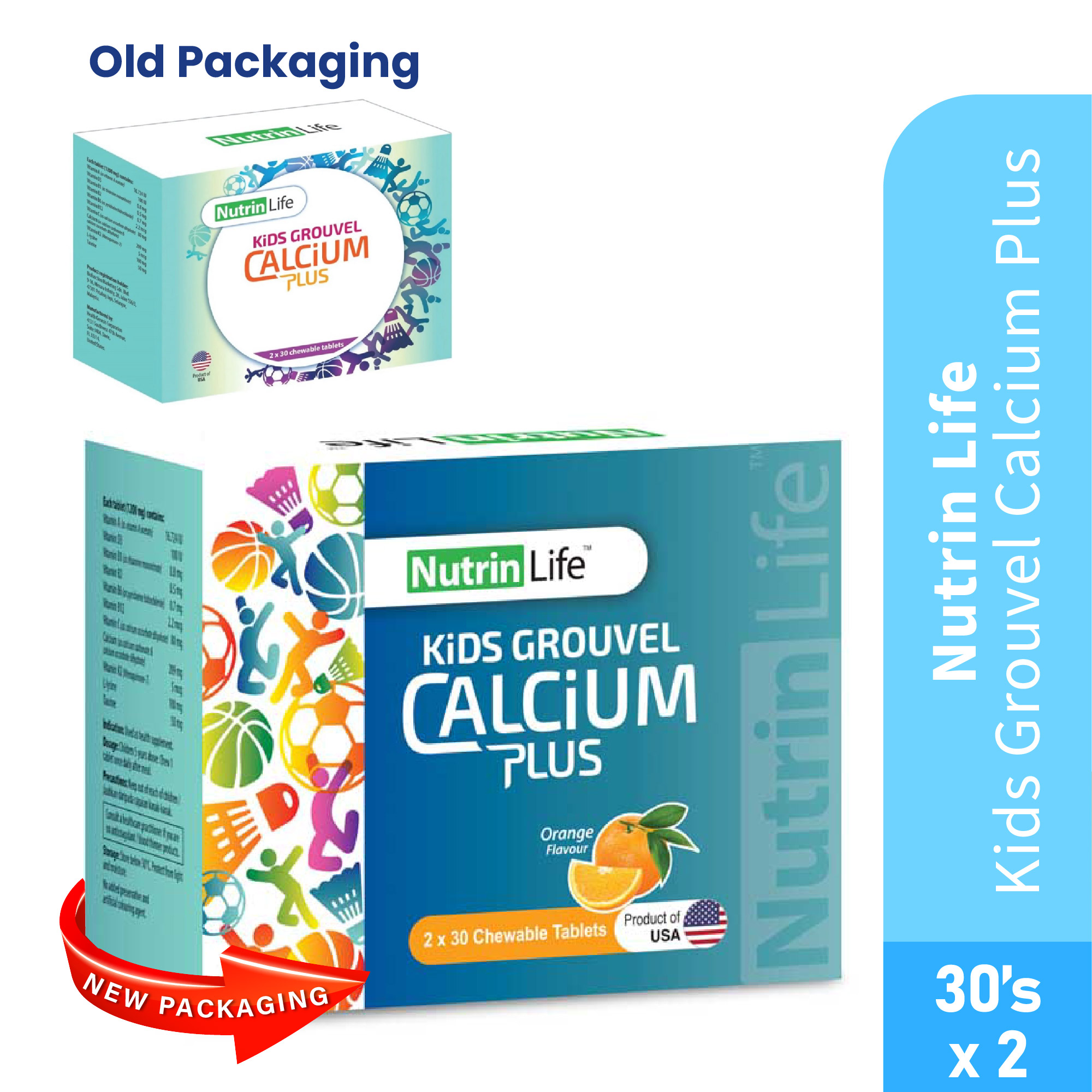 NUTRINLIFE KIDS GROUVEL CALCIUM PLUS 30'S X 2 (CHEWABLE)