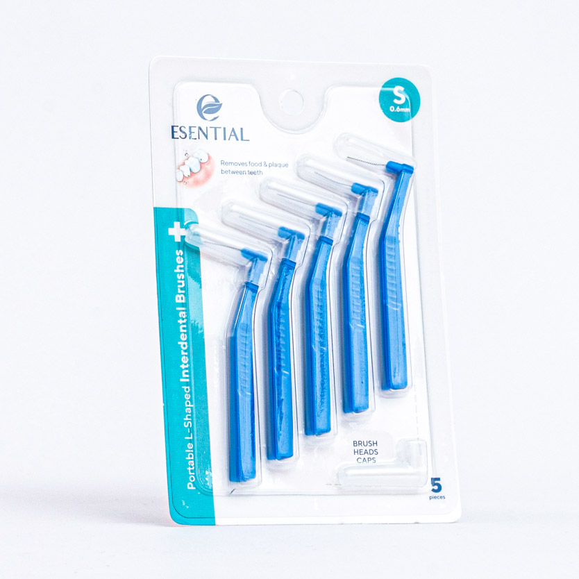 Esential L Shape Interdental Brush for Braces Toothbrush Braces (S) 0.6mm x 5's Dental Brush / Berus Gigi Braces