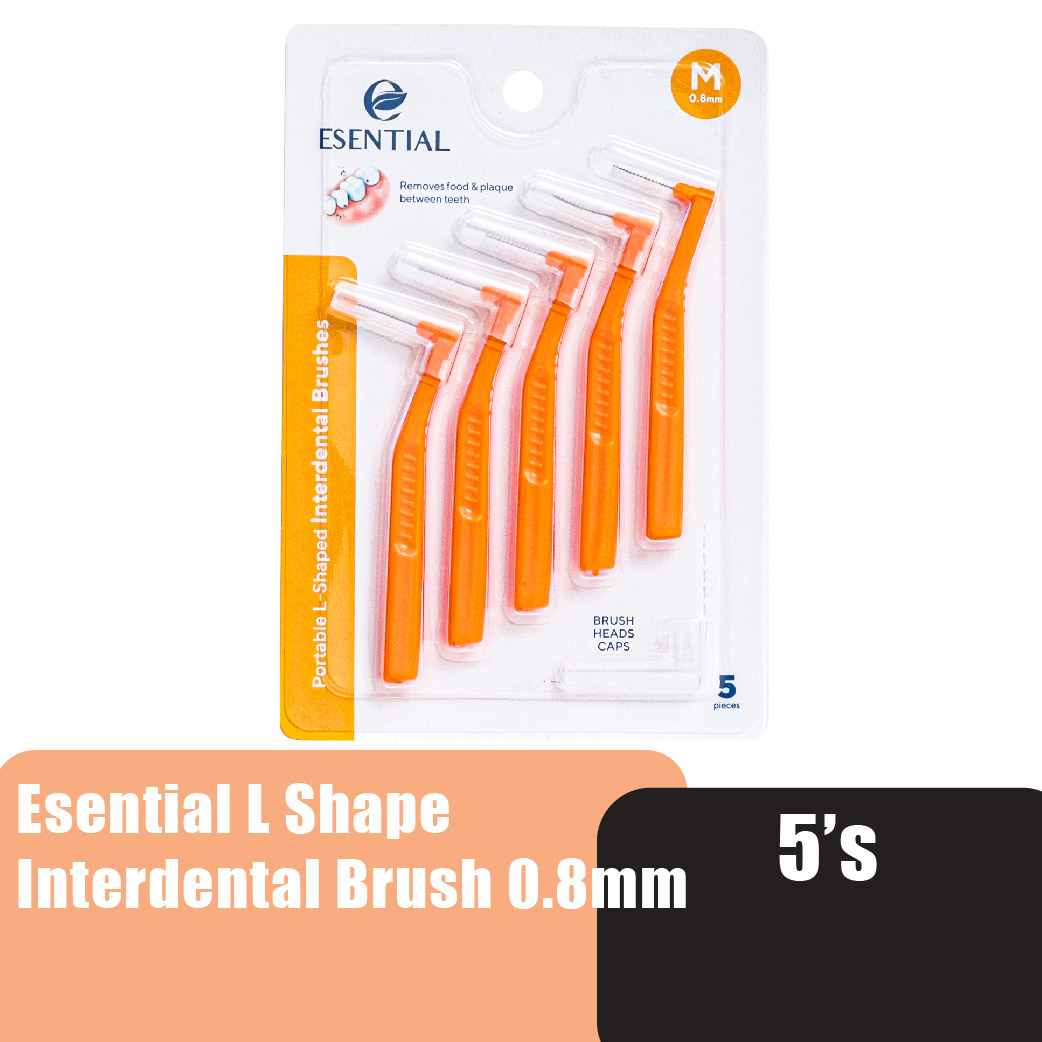 Esential L Shape Interdentail Brush for Braces Toothbrush Braces (M) 0.8MM x 5'S Dental Brush / Berus Gigi Braces