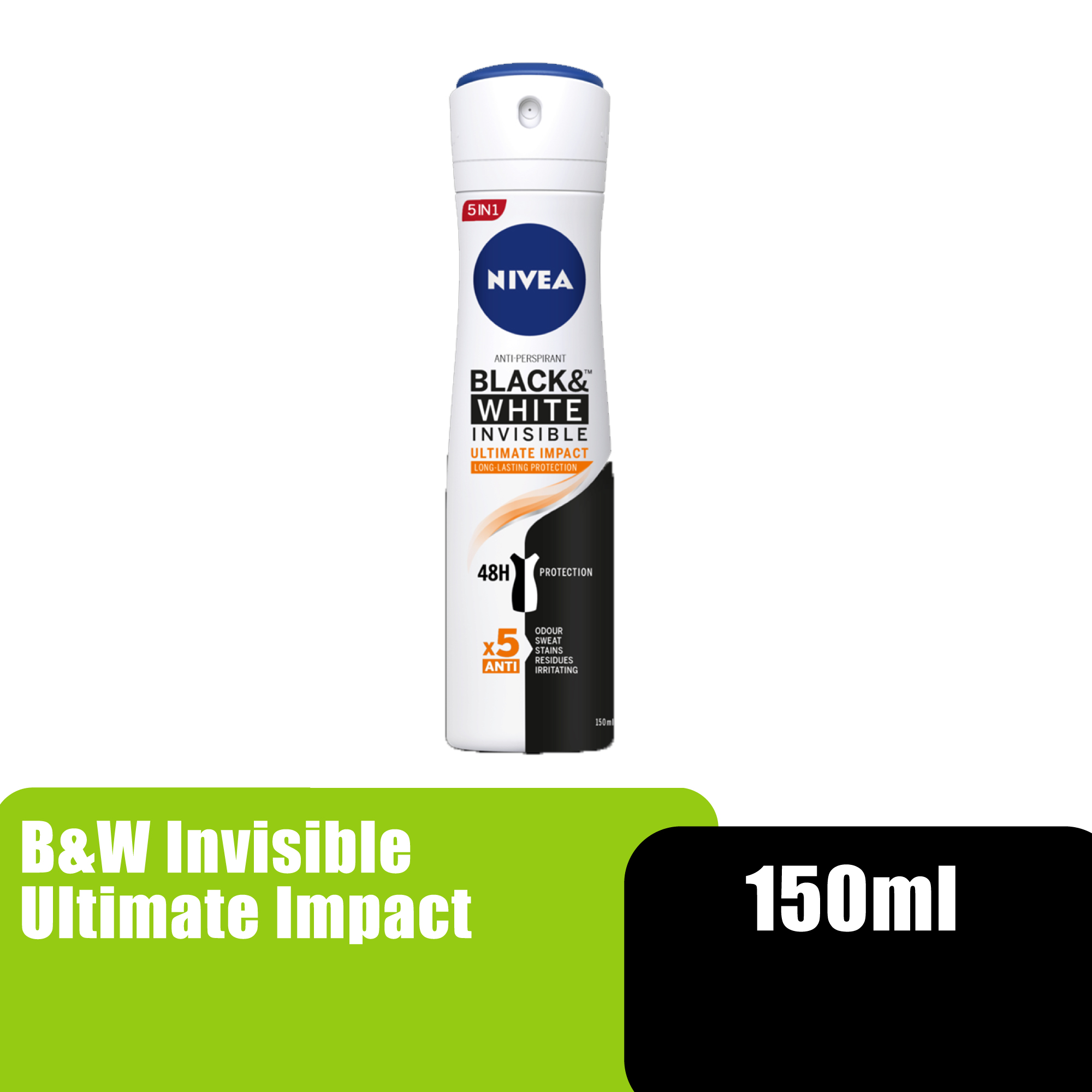 NIVEA FEMALE BLACK & WHITE ULTIMATE IMPACT SPRAY 150ML (83486)