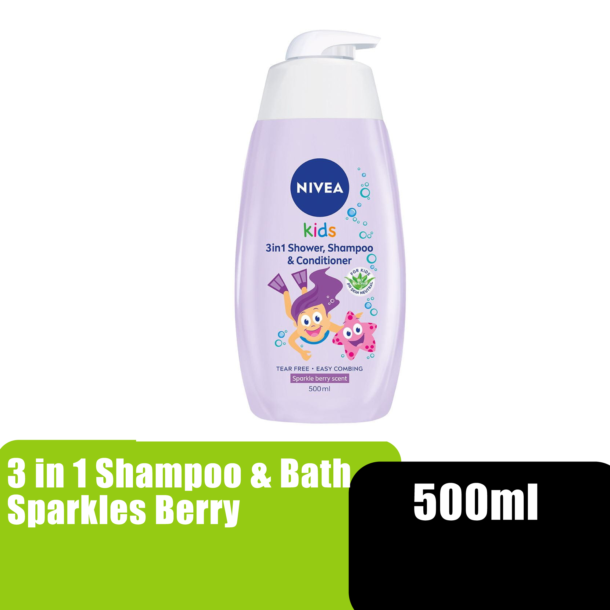 NIVEA 3 IN 1 SHAMPOO & BATH 500ML - SPARKLE BERRY (84589)