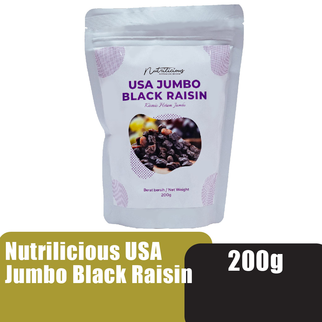 NUTRILICIOUS Usa Jumbo Black Raisin Jumbo Raisin Organic 200g 黑葡萄干 Kismis Hitam Besar (Raisins Kismis Jumbo / 葡萄干 / 葡萄幹)