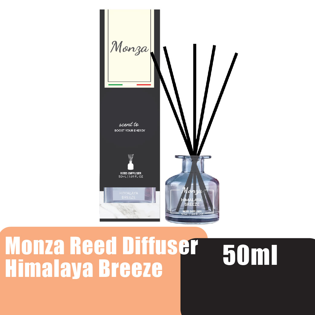 Monza Reed Diffuser Himalaya Breeze 50ml - Aroma Diffuser Air Freshener Room, Home Fragnance Pewangi Rumah 房间 香薰