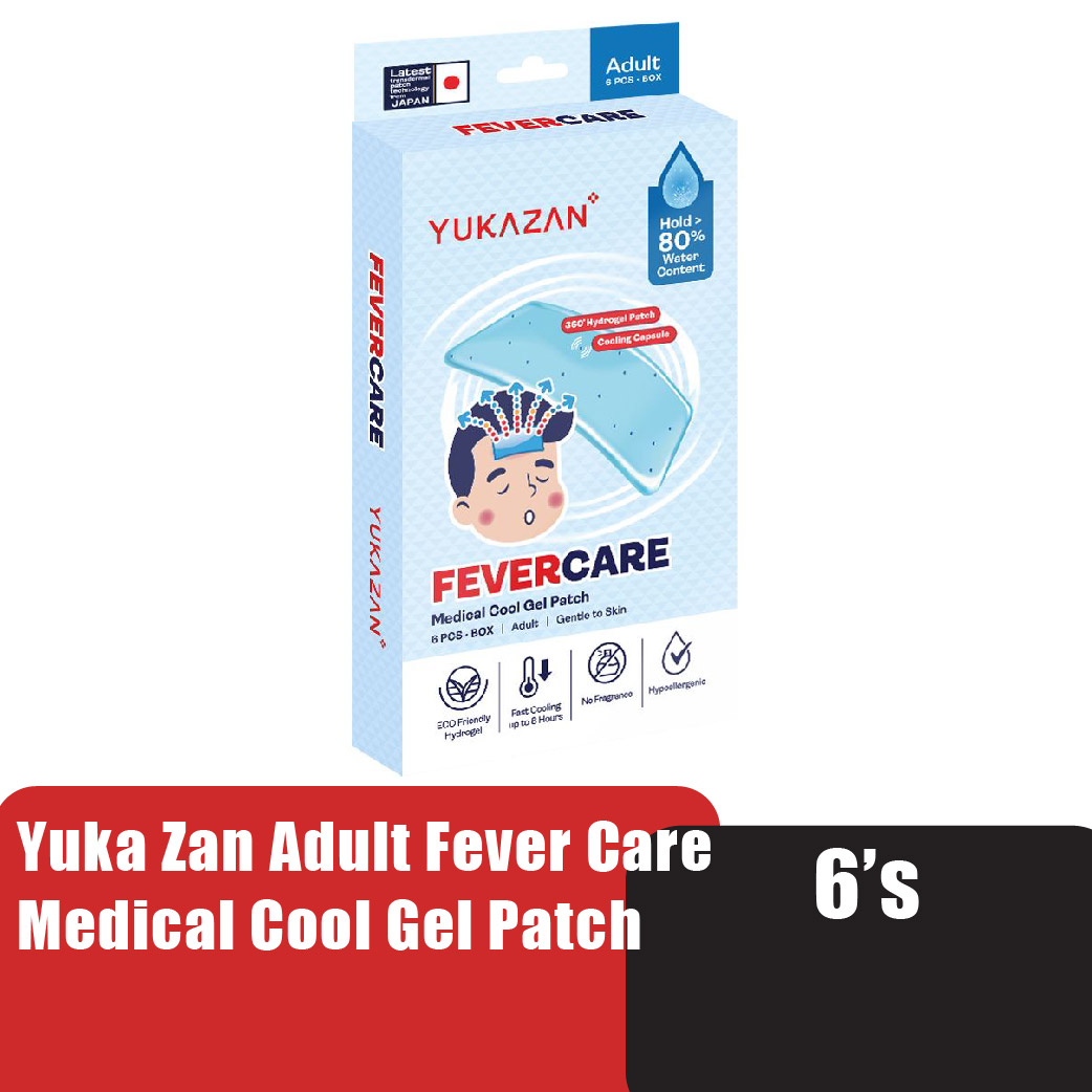 YUKAZAN ADULT FEVERCARE MEDICAL COOL GEL PATCH 6'S