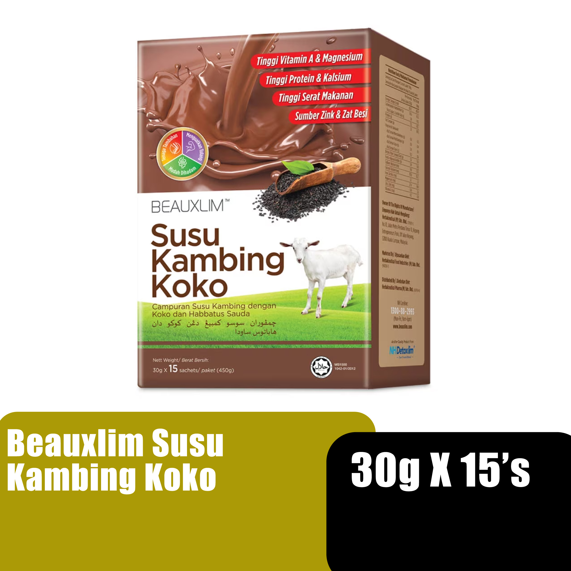 BEAUXLIM SUSU KAMBING KOKO + HABBATUS SAUDA 30G X 15'S