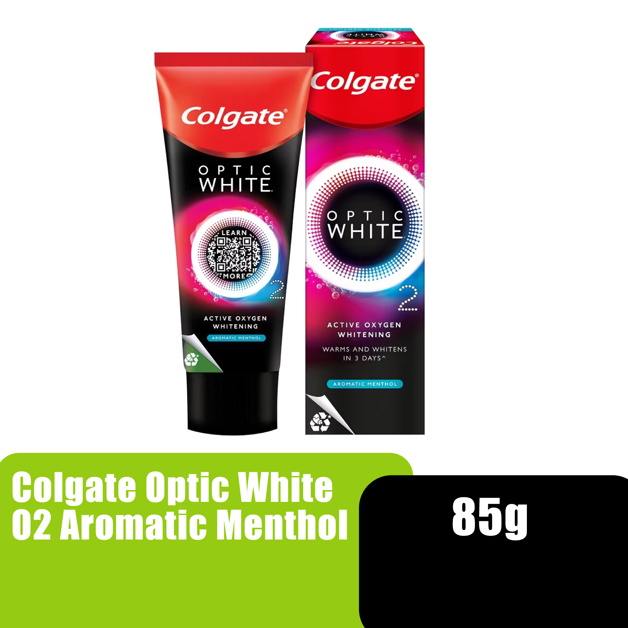 COLGATE OPTIC WHITE O2 AROMATIC MENTHOL TOOTHPASTE 85G