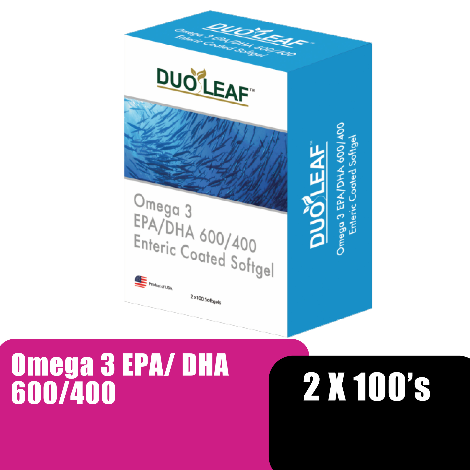 DUOLEAF OMEGA 3 (EPA/DHA 600/400) (ENTERIC COATED) 100'S X 2