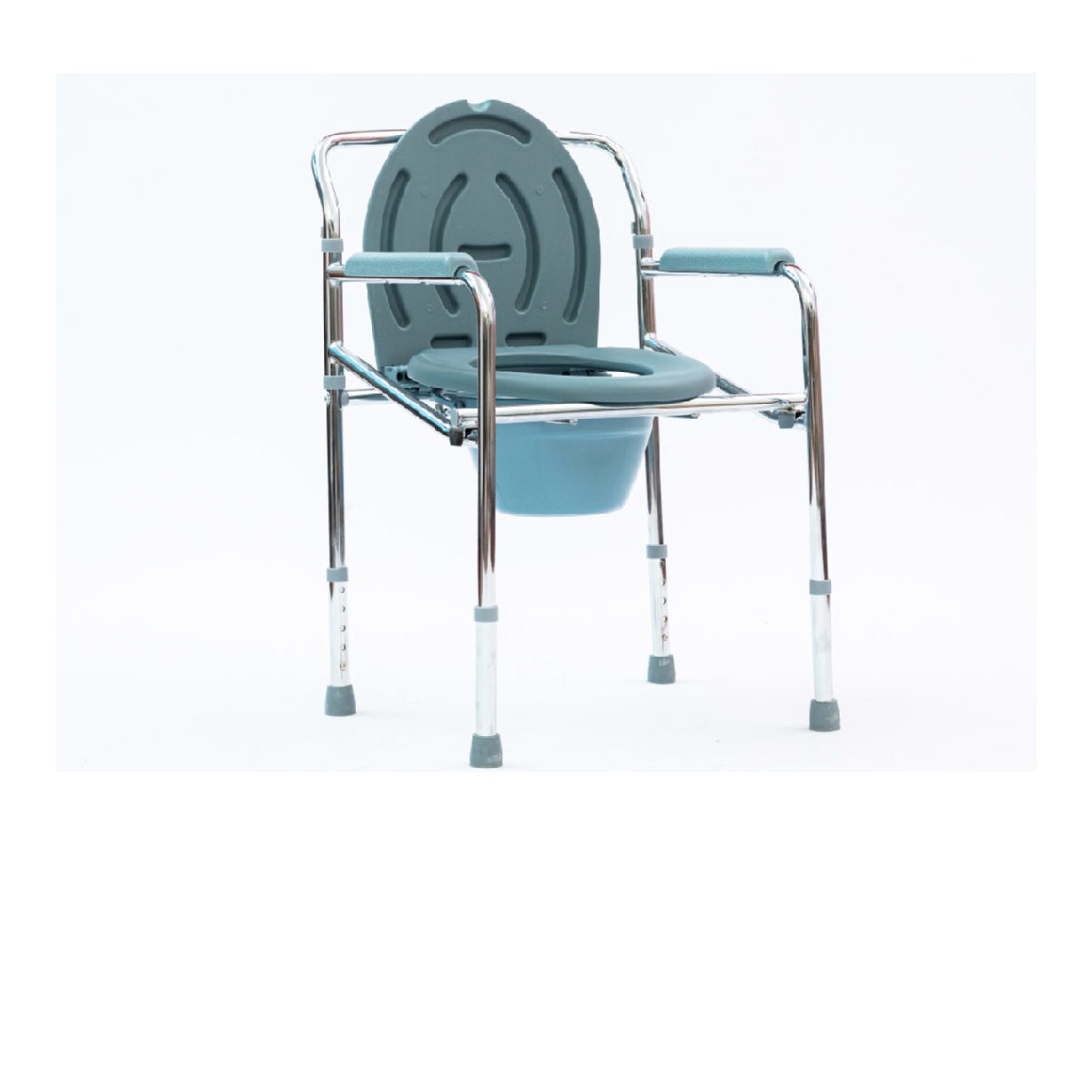 Maxwell Chromed Steel Foldable Commode Chair ( DY028945) Height Adjustable Potty Toilet Seat - Without Wheel