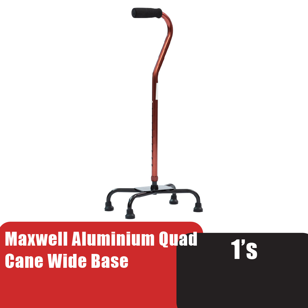MAXWELL Aluminium Quad Cane Wide Base (DY05931) Non Slip Walking Aid Cane Stick / Tongkat Kaki 4 拐杖
