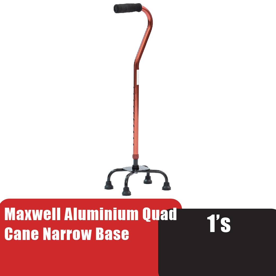 MAXWELL Aluminium Quad Cane Narrow Base (DY05934) Non Slip Walking Aid Cane Stick / Tongkat Kaki 4 拐杖