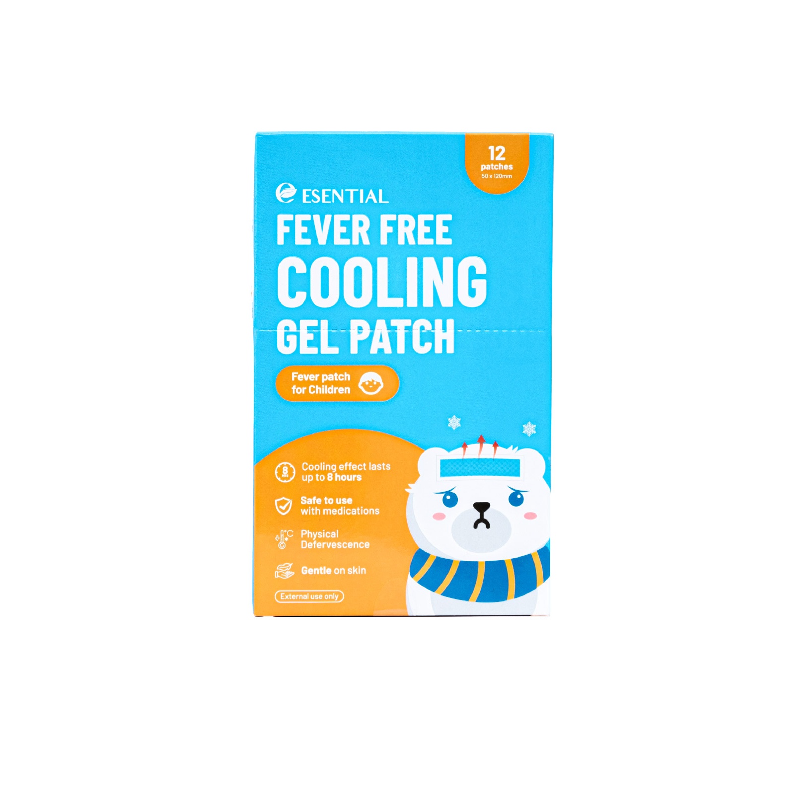 ESENTIAL Children Fever Free Cooling Gel Patch 12's -  For Body Heat & Headache Relief / 小孩退熱貼 Cool Fever / Kool Fever