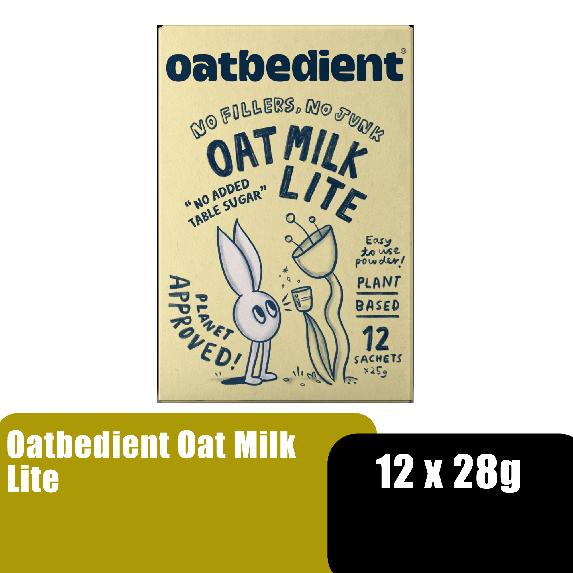 OATBEDIENT Oat Milk Lite 25g x12's- No Sugar,Oat Milk,Gluten Free