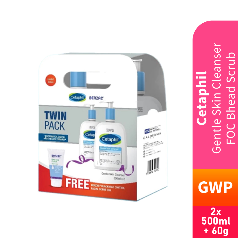 CETAPHIL Gentle Skin Cleanser 500ml X Foc Scrub 60g for Cetaphil Face Wash