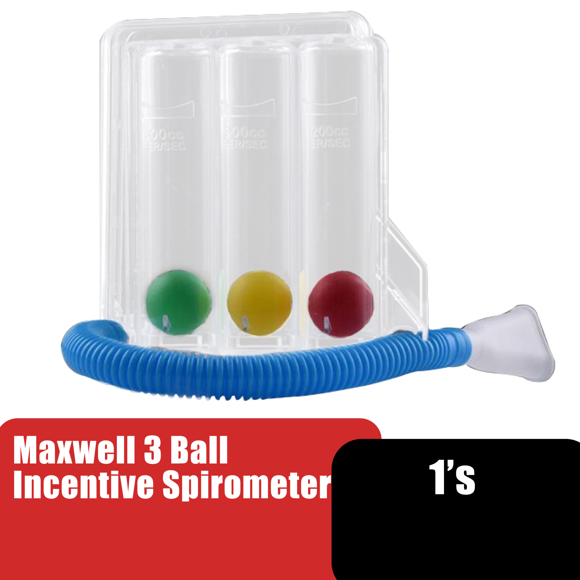 Maxwell 3-Ball Incentive Spirometer Triball Lung Trainer Alat Senaman Penafasan
