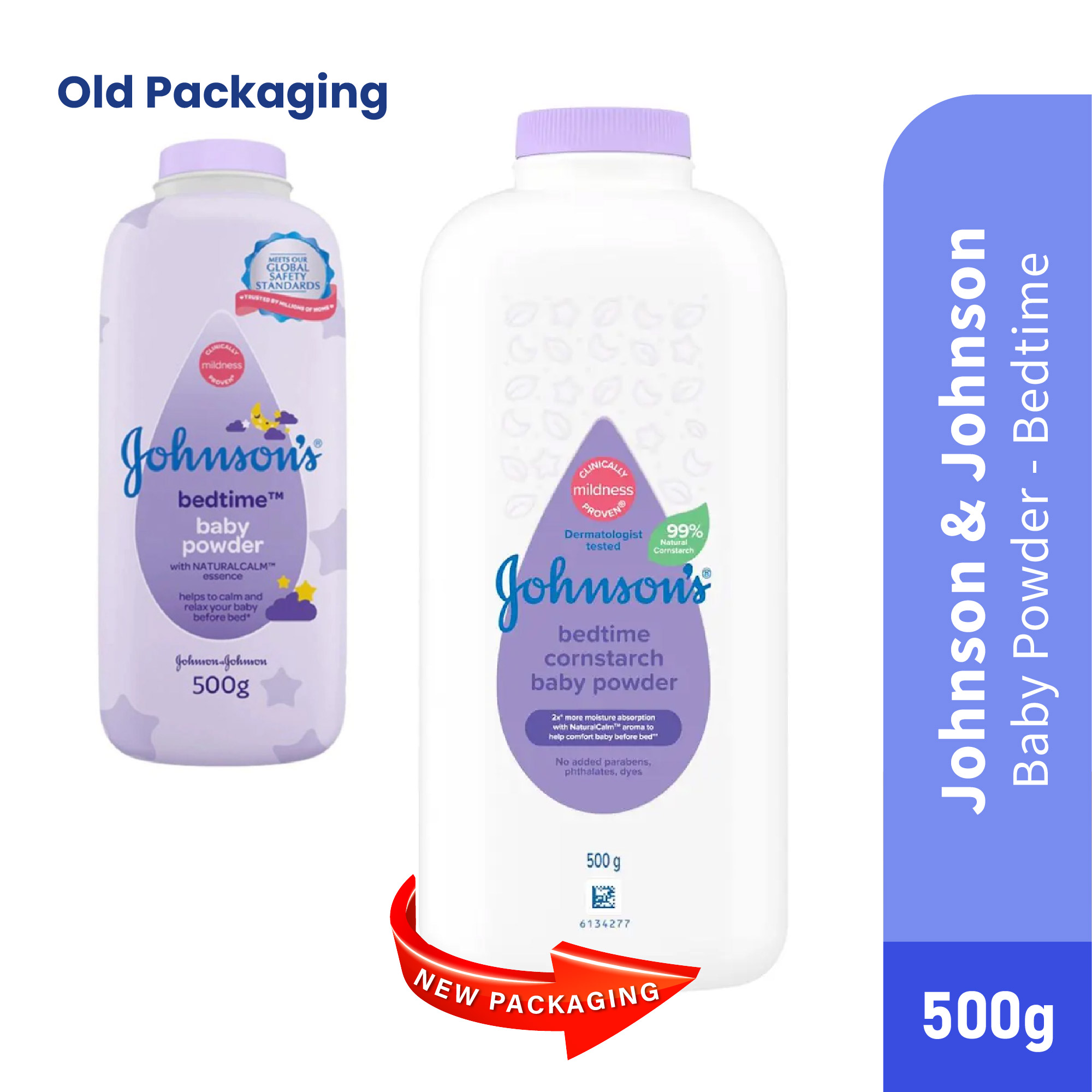 JOHNSONS Baby Powder 500g - Bedtime for Bedak Baby, Cornstarch Baby Powder