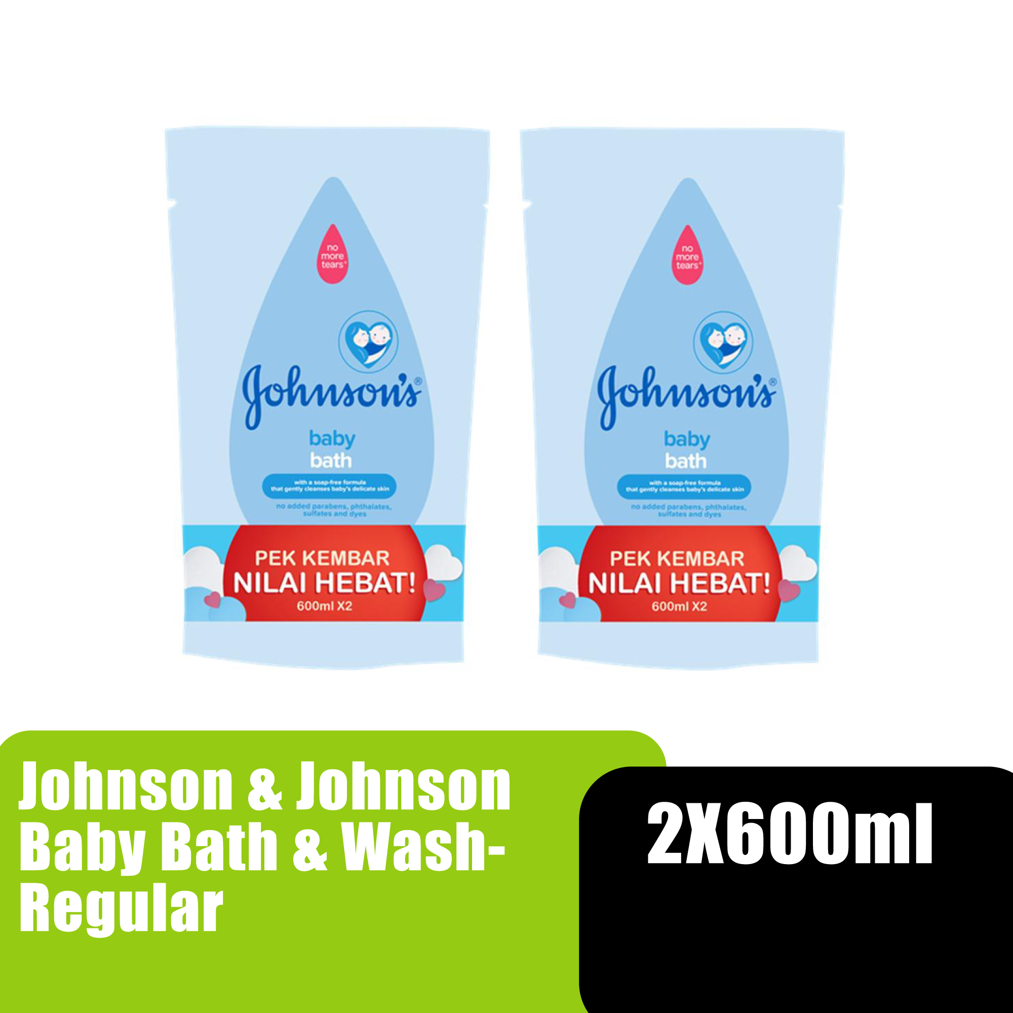 JOHNSON & JOHNSON BABY BATH & WASH 600ML X 2 (REFILL) - REGULAR