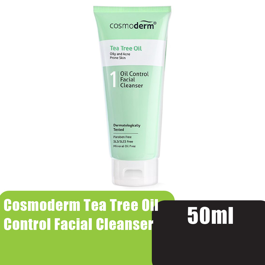 Cosmoderm Tea Tree Oil Oil Control Facial Cleanser Acne, Blackhead Remover, Whitehead Remove 50ml (Face Wash)