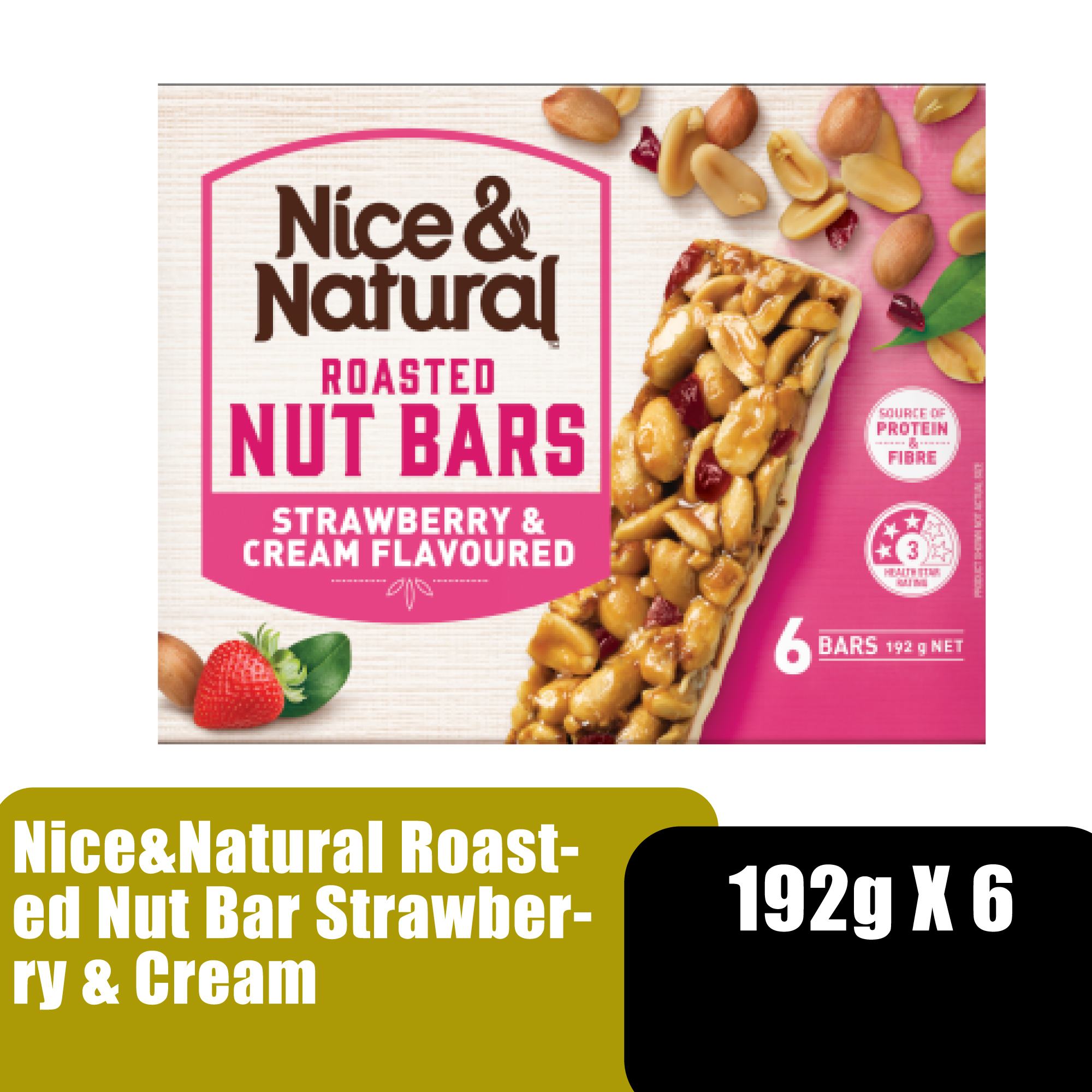 Nice&Natural Roasted Nut Bar Strawberry & Cream 192g x 6 Protein Bar 蛋白棒 / 健康零食 (Energy Bar Snack)
