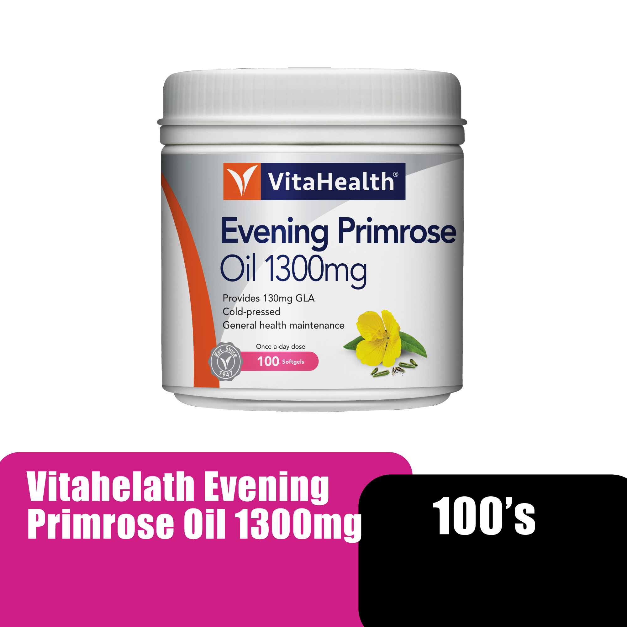 Vitahealth Evening Primrose Oil EPO 1300mg For Menstrual Women Health Supplement 100'S