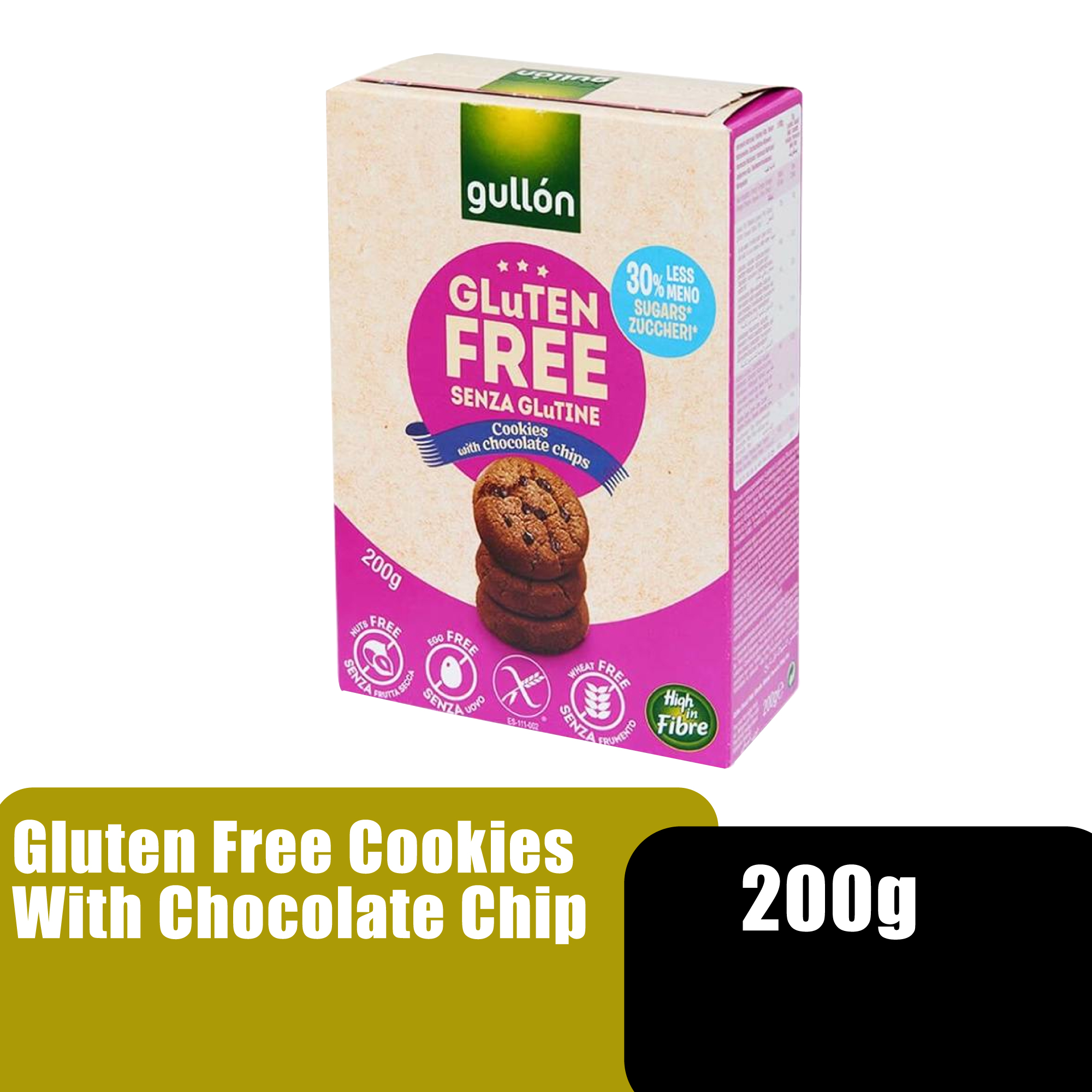 GULLON Gluten Free Cookies with Chocolate Chips 200g Healthy Snacks Biskut ( 低卡零食 / 健康零食 )