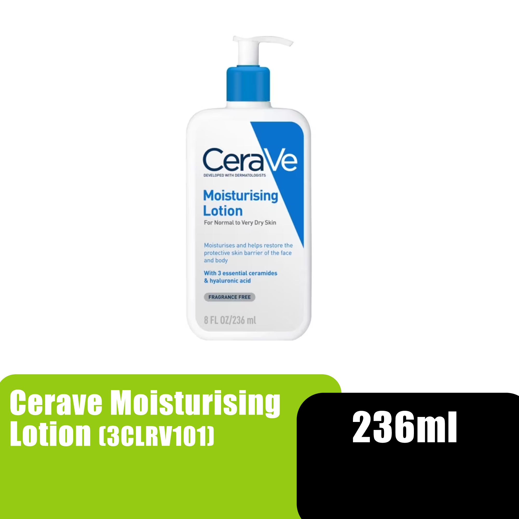 CERAVE Daily Moisturizer Body Lotion with essential ceramide 236ml, 24-hour hydration for Normal & Dry Skin