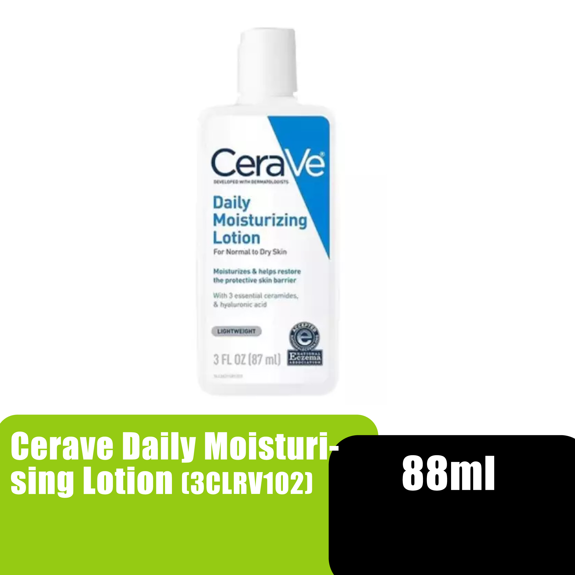 CERAVE Daily Moisturizer Body Lotion with essential ceramide 88ml, 24-hour hydration for Normal & Dry Skin