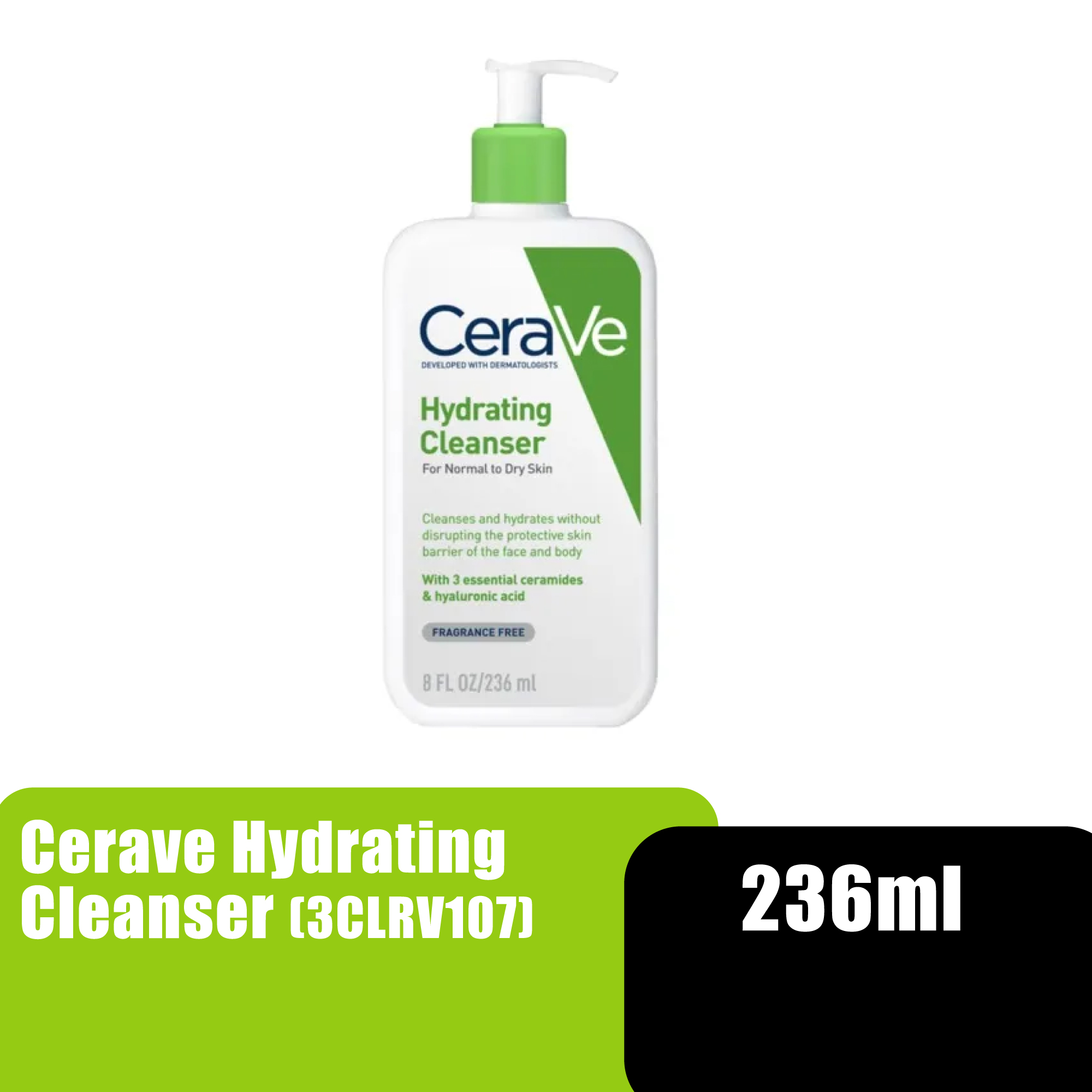 Cerave Hydrating Face Cleanser 236ml for Face Wash (For Normal to Dry Skin)