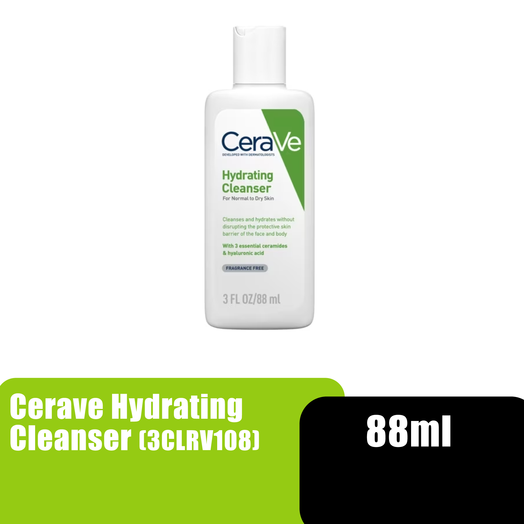 Cerave Hydrating Face Cleanser 88ml for Face Wash (For Normal to Dry Skin)