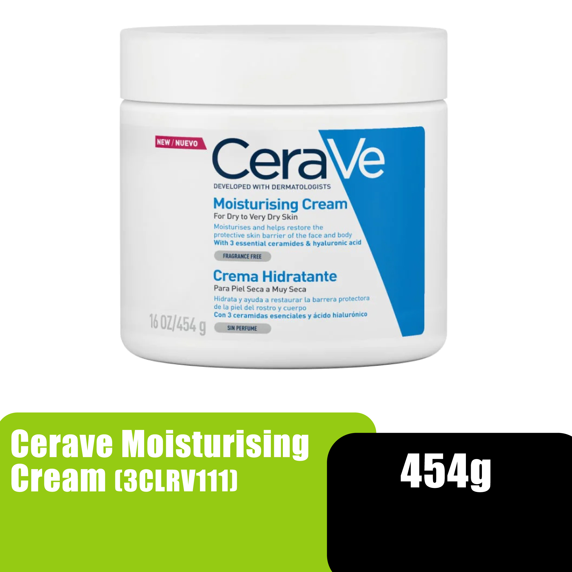 Cerave Moisturizing Cream with Essential Ceramides 454g (For normal to dry skin on the face and body)
