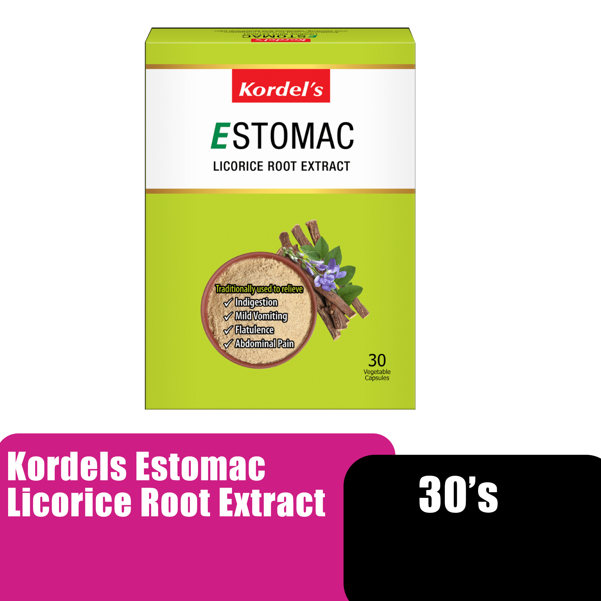 Kordel Estomac Licorice Root Extract 30's (Ubat Sakit Perut, Herba Hambat Angin)