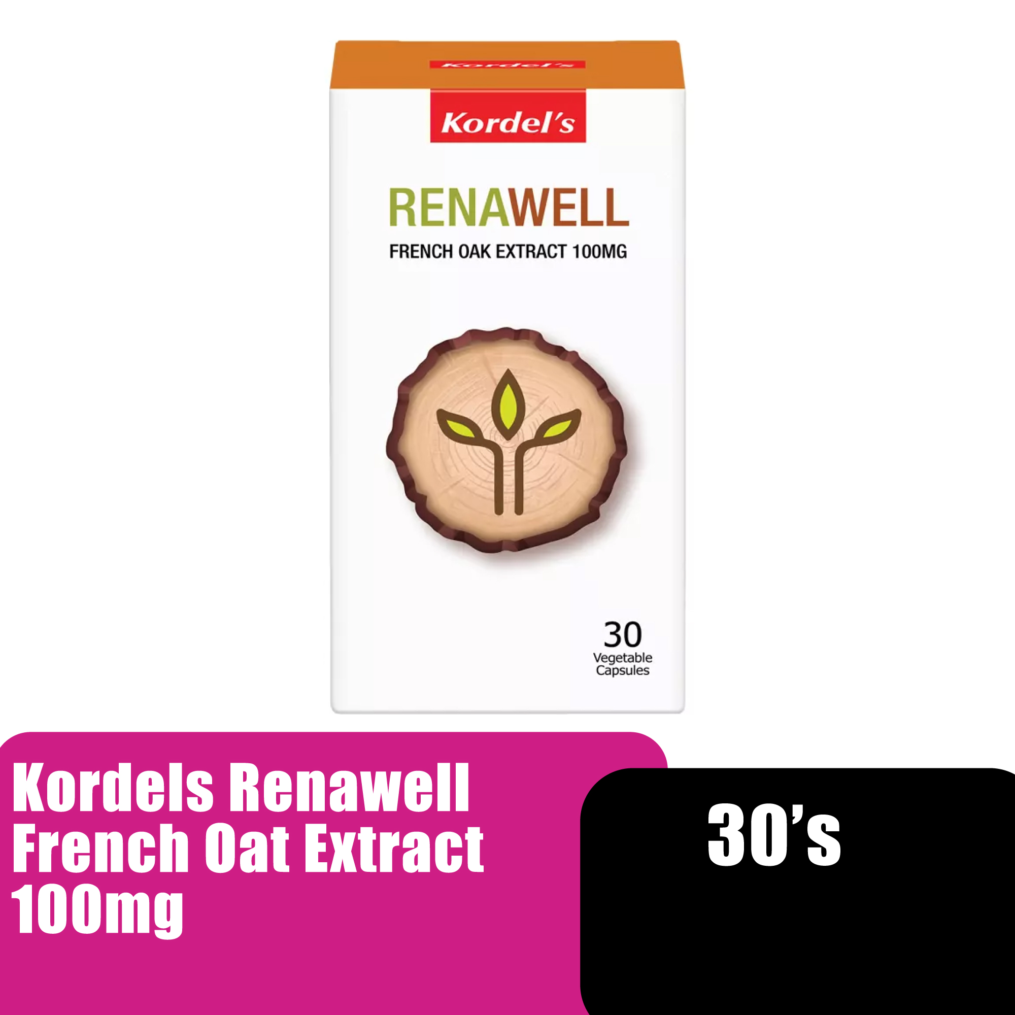 Kordel Renawell French Oat Extract 100mg 30's For Liver and Kidney Supplement (Buah Pinggang)