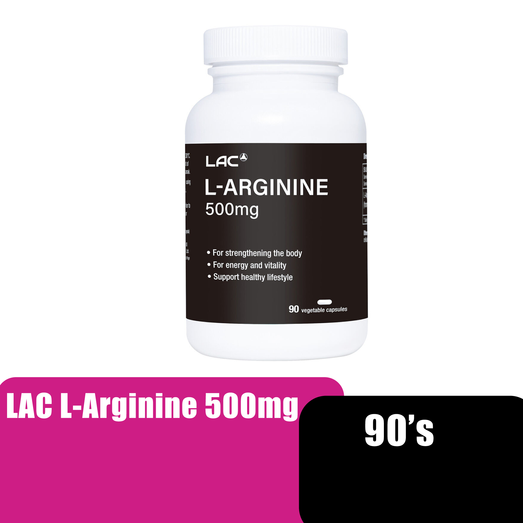 Lac L-Arginine 500mg 90's for Liver, Workout, Energy Booster with Collagen, and Protein (Ubat Kuat)