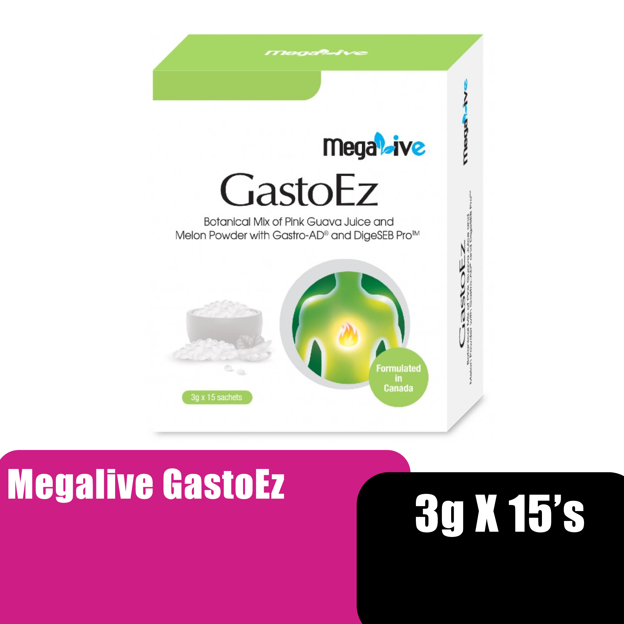 Megalive Gastoez Botanical No Suagr added Mix Drink 3gx15's (Suitable for vegan,gastrik and indigestion)