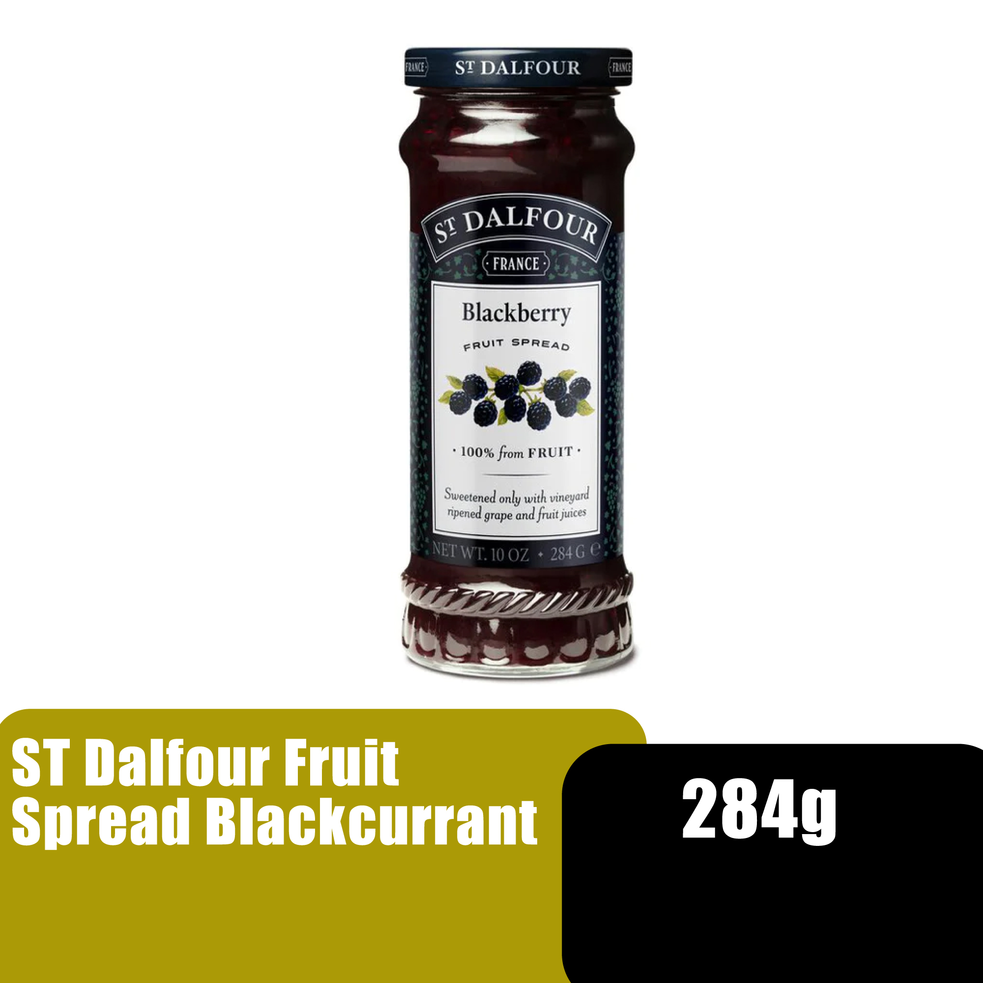 St Dalfour Natural Fruit Spread Blackcurrant 284g- Jem roti (vegan & gluten free)  天然黑加仑果酱