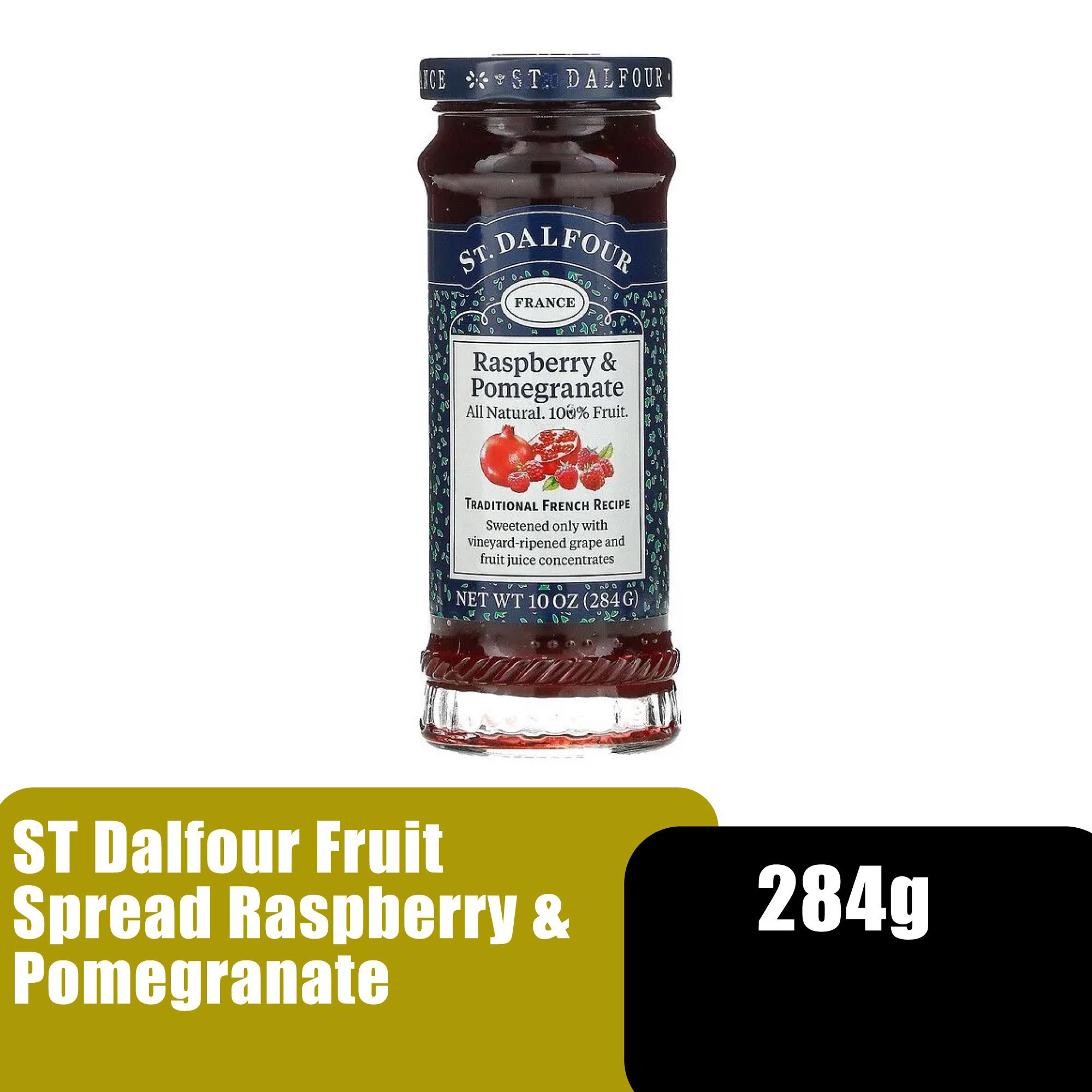 St Dalfour Natural Fruit Spread Raspberry & Pomegranate 284g - Jem roti Raspberry & Pomegranate (vegan & gluten free)