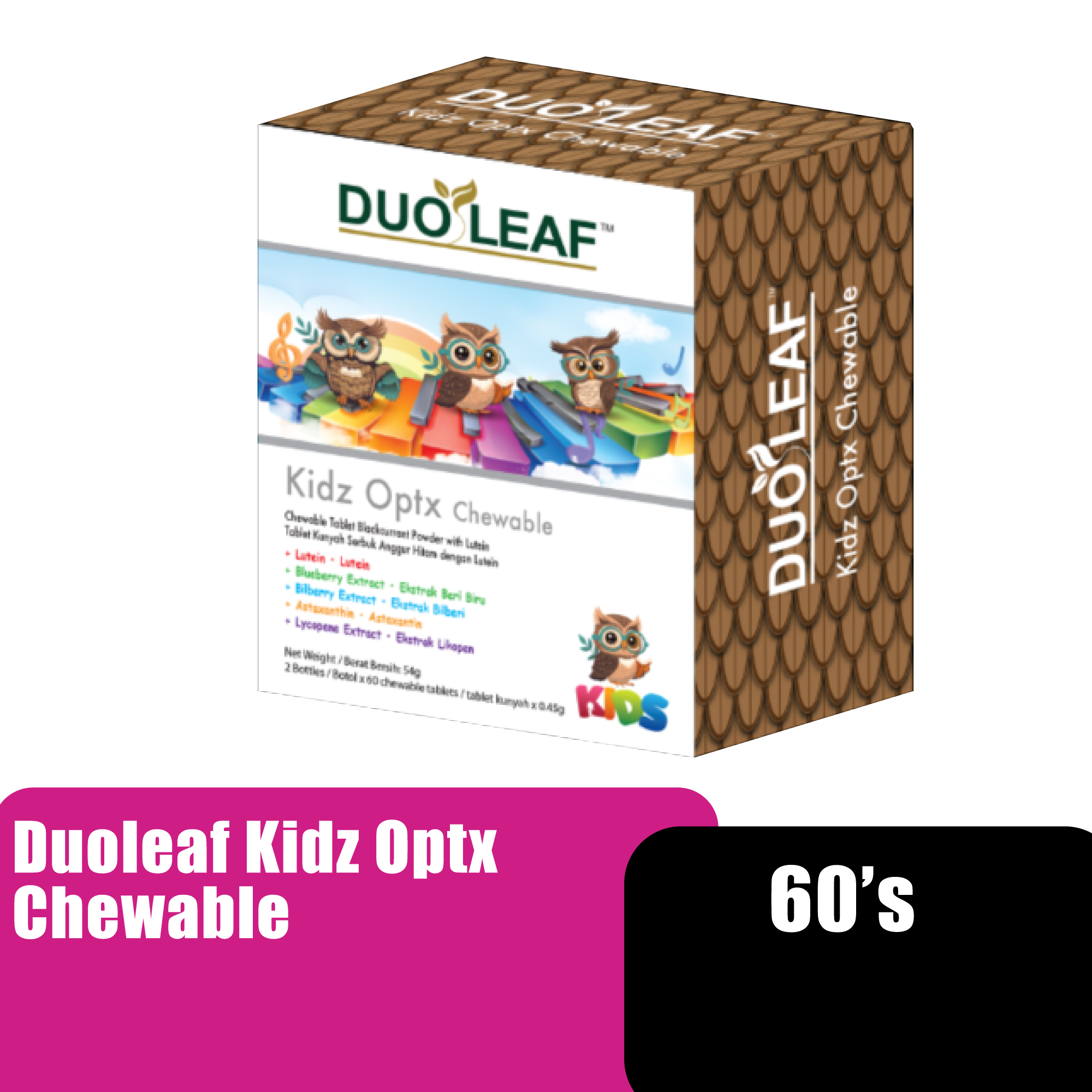 Duoleaf Kids Optx Chewable Tablet 60'S with Lutein for Healthy Vision, Eye & Eye Care