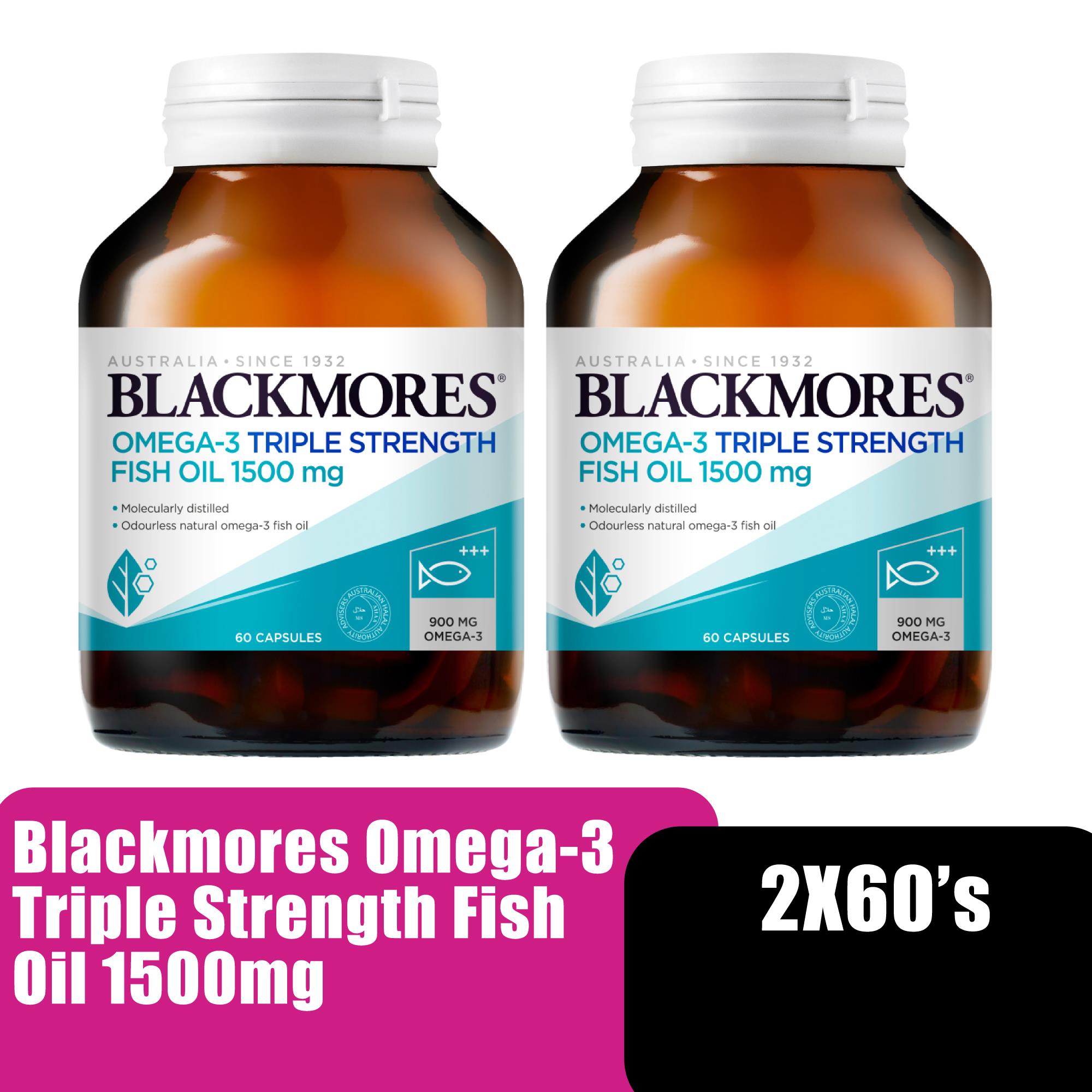Blackmores Omega-3 Triple Strength Fish Oil 60's x 2 鱼油 Suitable for brain, heart & eye health