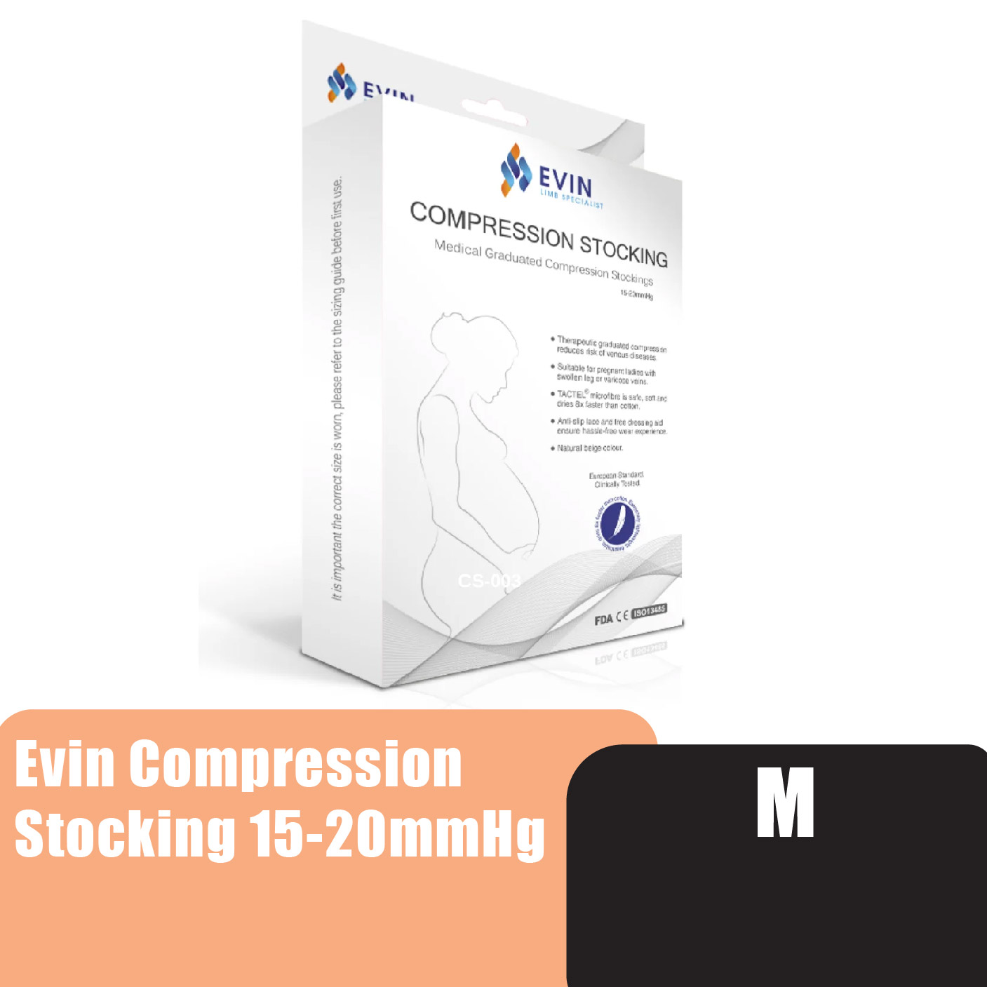 EVIN Compression Stocking 15-20mmHg/15-21mmHg (M) - Compression Socks / Stokin tebal