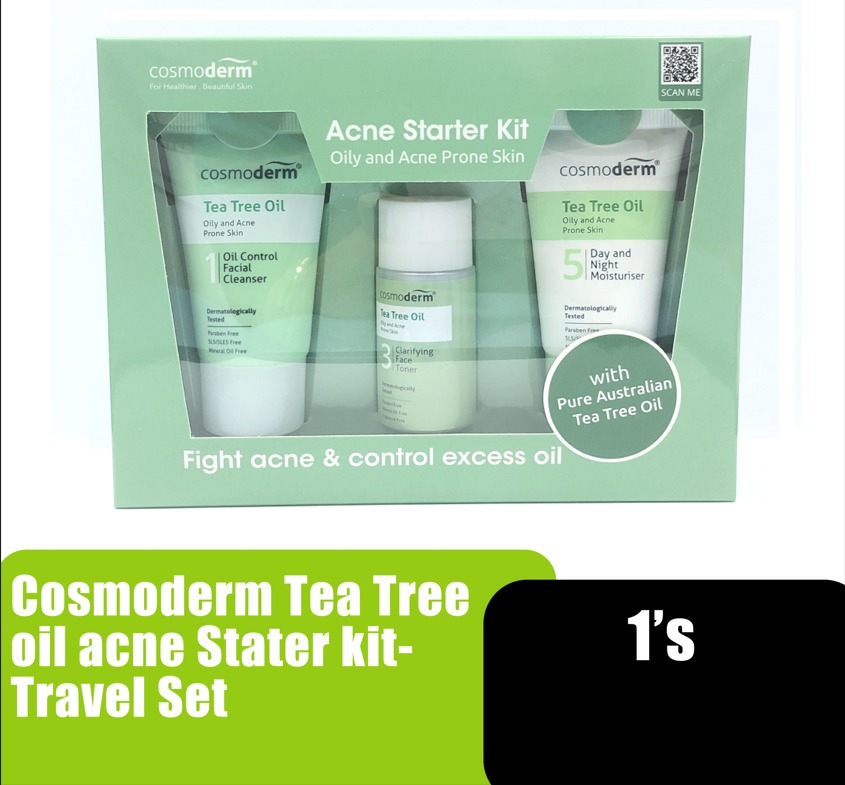 Cosmoderm Tea Tree Oil Acne Starter Kit -Travel Set Acne, Blackhead Remover ,Whitehead Remover