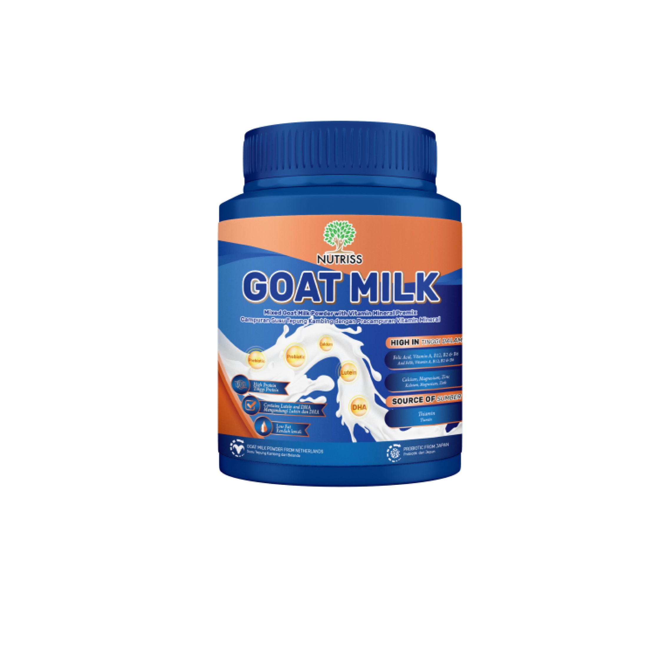 Nutriss Goat Milk with calcium & Vitamin B12 850g - support well being/ immune system / regulate blood pressure