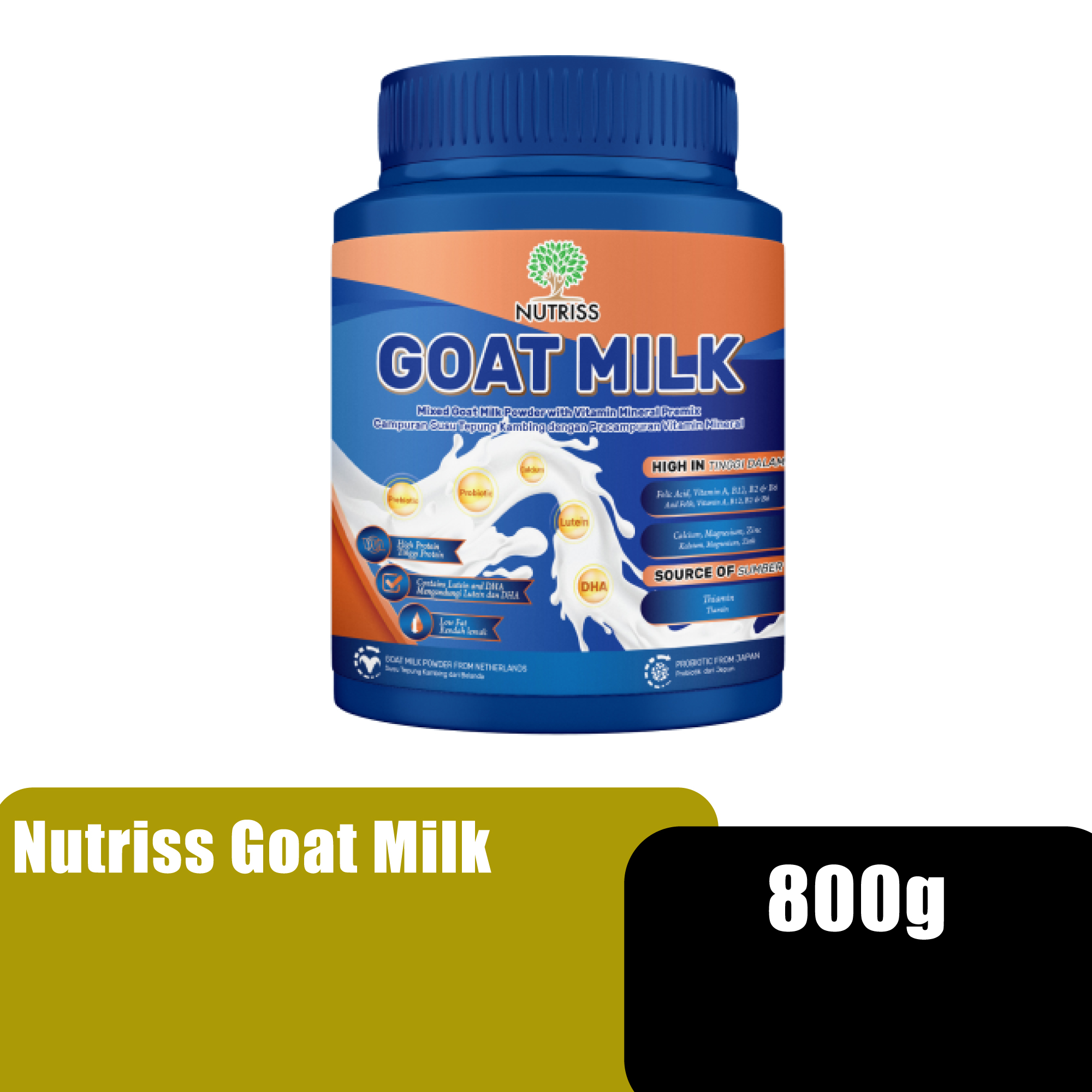 Nutriss Goat Milk with calcium & Vitamin B12 850g - support well being/ immune system / regulate blood pressure