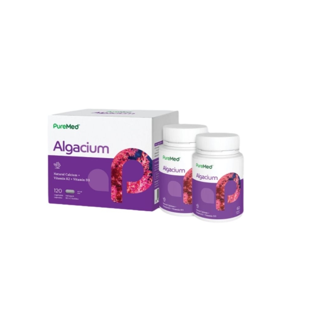 PUREMED Algacium 60's X 2 for Bone Supplement with Calcium, Vitamin D3, Vitamin K2