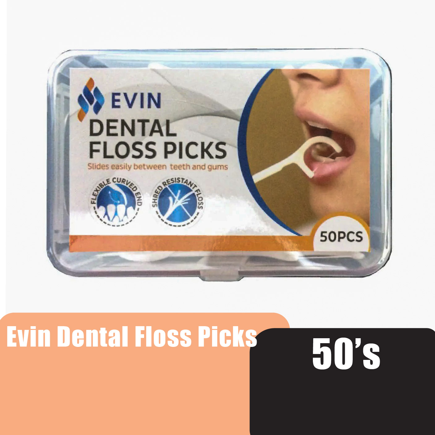 EVIN Dental Floss Picks 50's - Dental Tool, Slides Easily Between Teeth & Gums