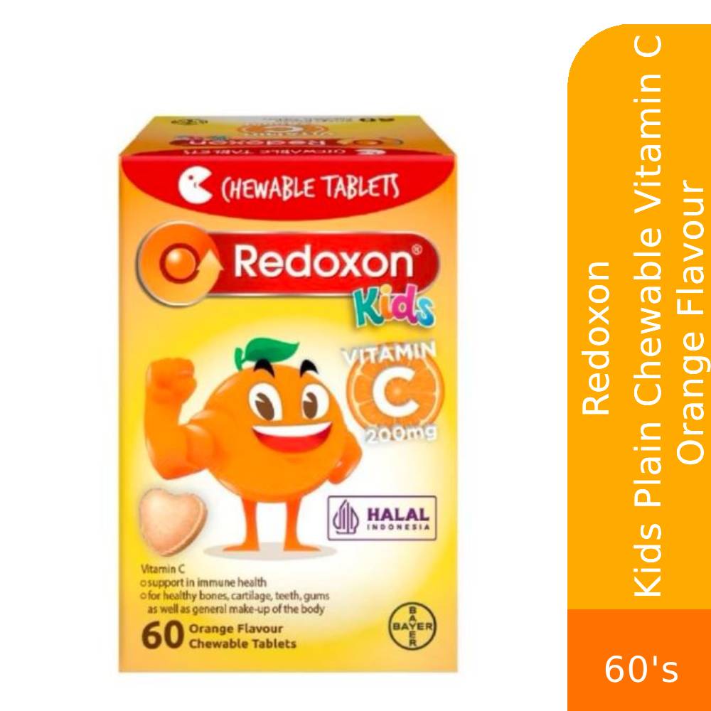 Redoxon Kids Plain Chewable Vitamin C Orange Flavour 60's for immune support / teeth/ bone /gums health (Halal)