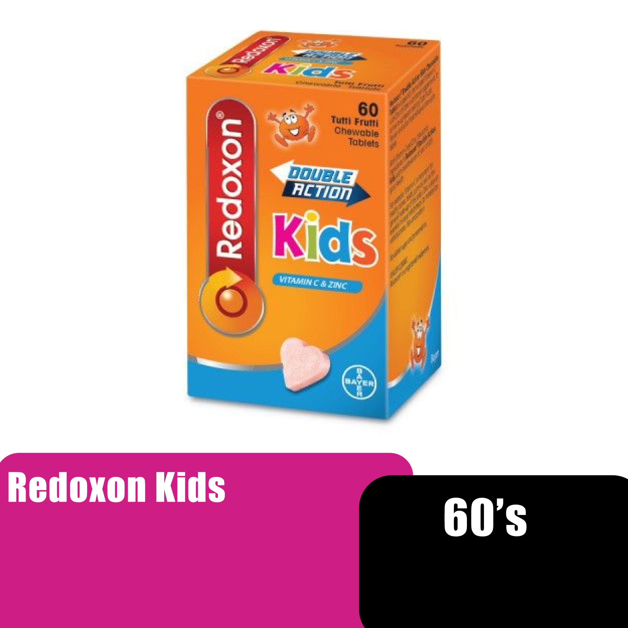 Redoxon Kids Plain Chewable Vitamin C Orange Flavour 60's for immune support / teeth/ bone /gums health (Halal)