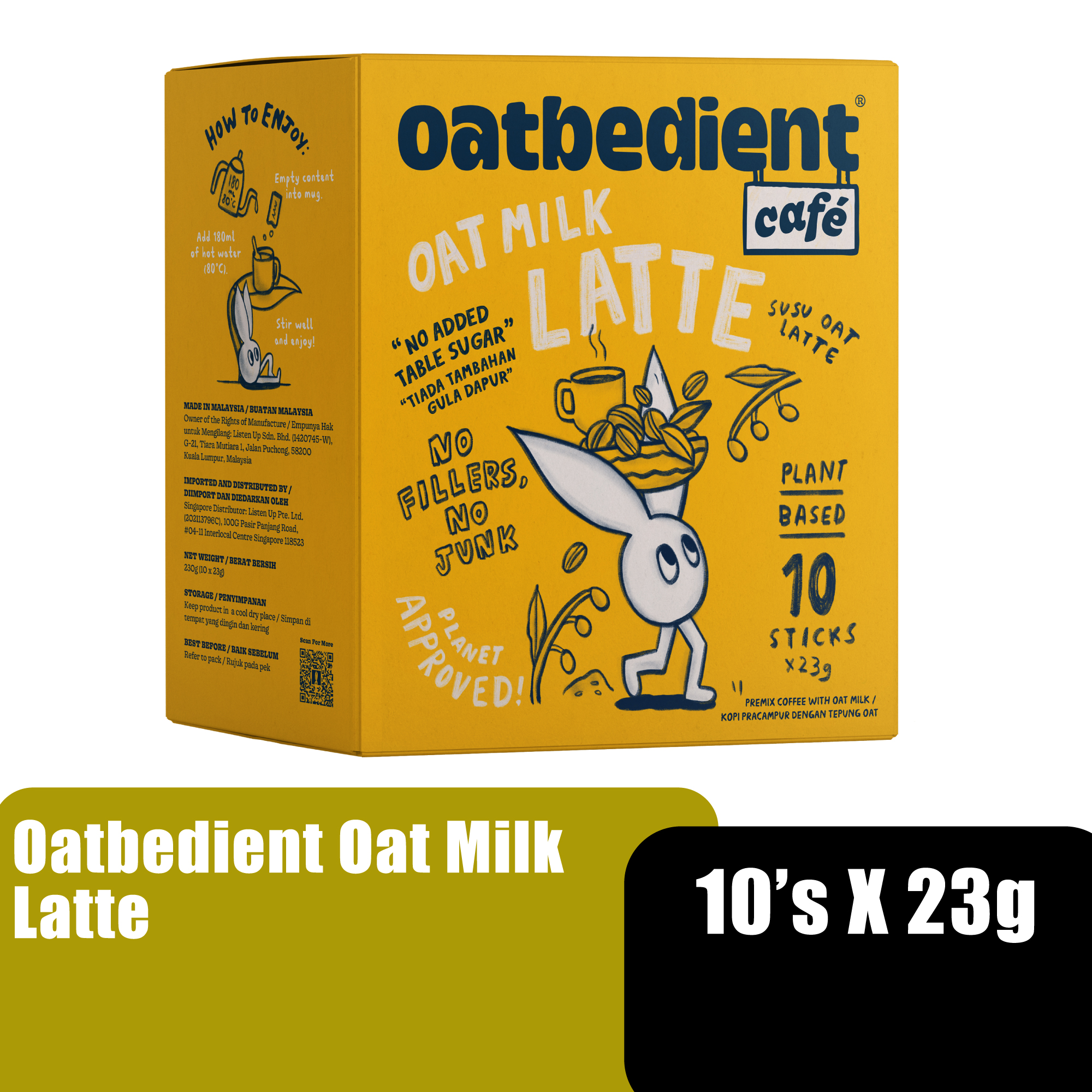 OATBEDIENT CAFE OAT MILK LATTE 23G X 10'S